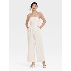 Women's Jumpsuit - A New Day Strapless Small Cream